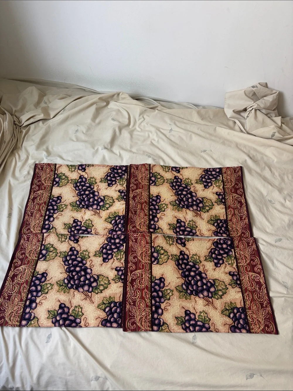 Decorative Placemat Set in Burgundy and Purple